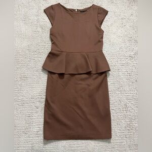 Alice+Olivia Peplum Brown Midi Dress